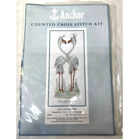 Anchor Counted Cross Stitch Kit "Just Got Hooked" 11" x 5.5" Aida Fabric Flaming - Picture 2 of 6